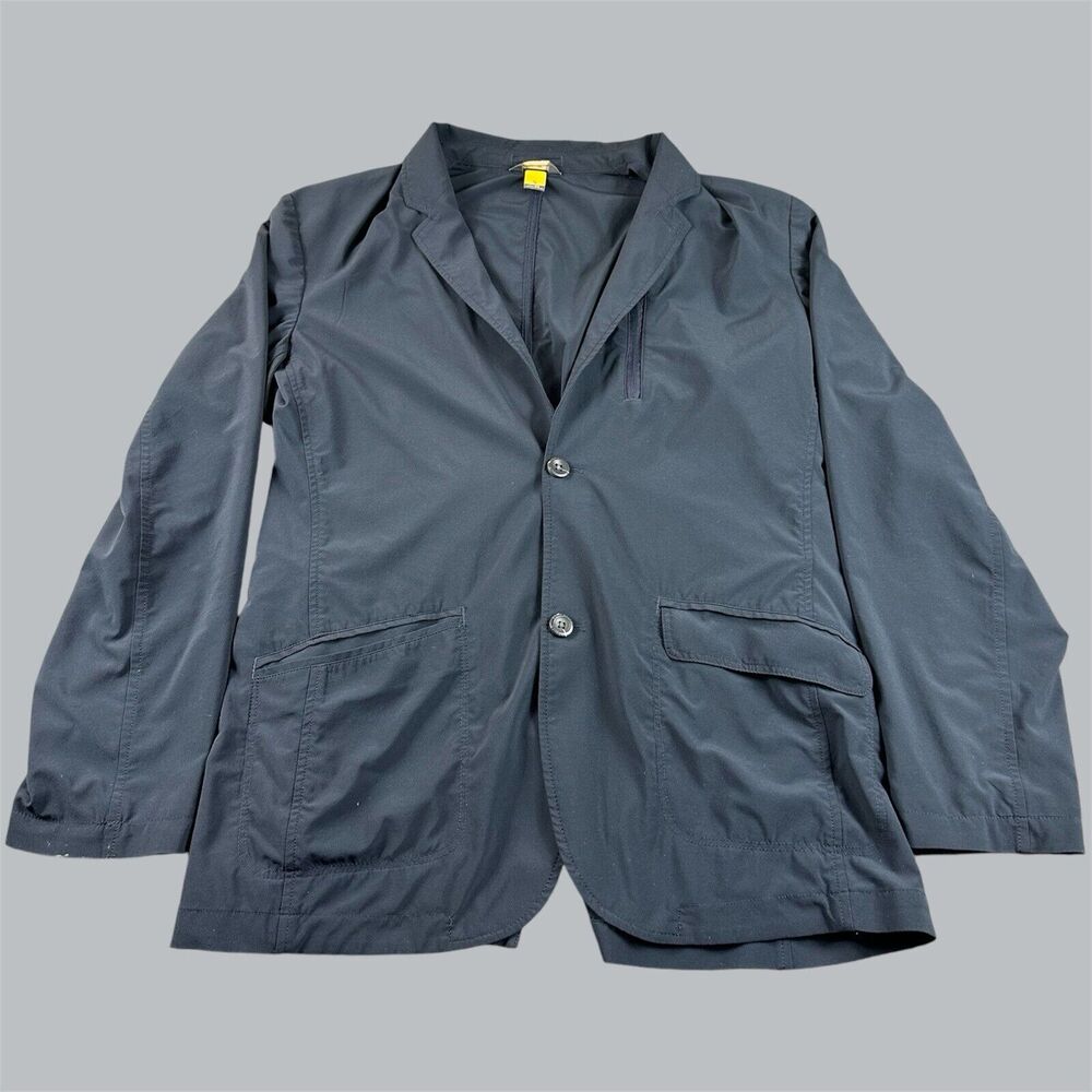 Eddie Bauer Jacket Mens 42 Navy Blue Travex Blazer Sport Coat Travel Stretch